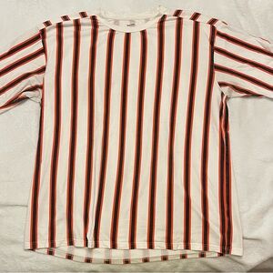 Striped Short Sleeve Tee - Orange, Black, and White